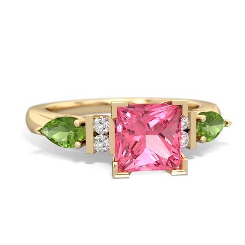 pink sapphire-peridot engagement ring