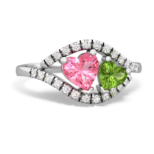 pink sapphire-peridot mother child ring