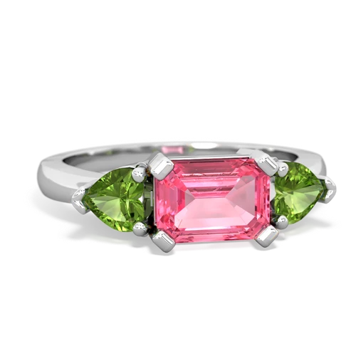 pink sapphire-peridot timeless ring