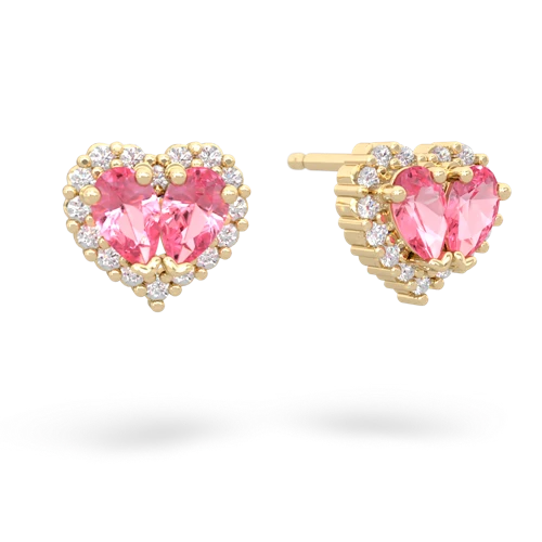 pink sapphire-pink sapphire halo-heart earrings