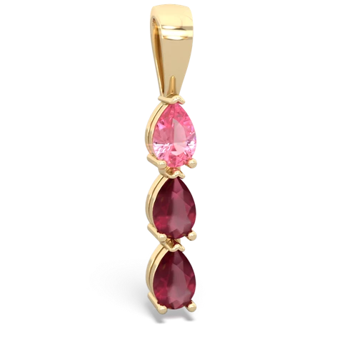 pink sapphire-ruby three stone pendant