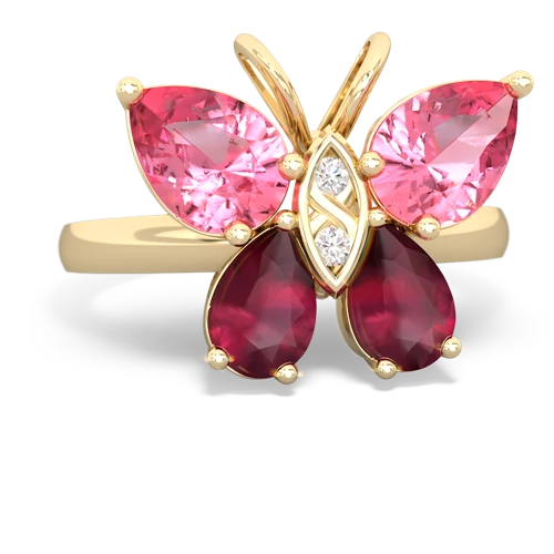 pink sapphire-ruby butterfly ring