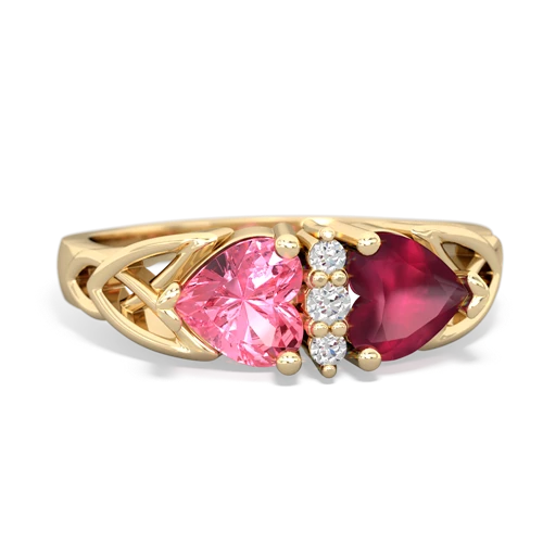 pink sapphire-ruby celtic ring