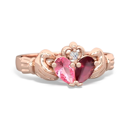 pink sapphire-ruby claddagh ring