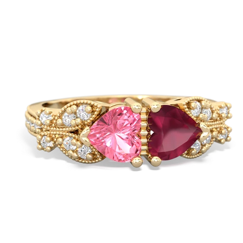 pink sapphire-ruby keepsake butterfly ring