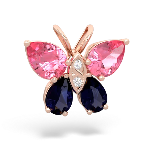 pink sapphire-sapphire butterfly pendant