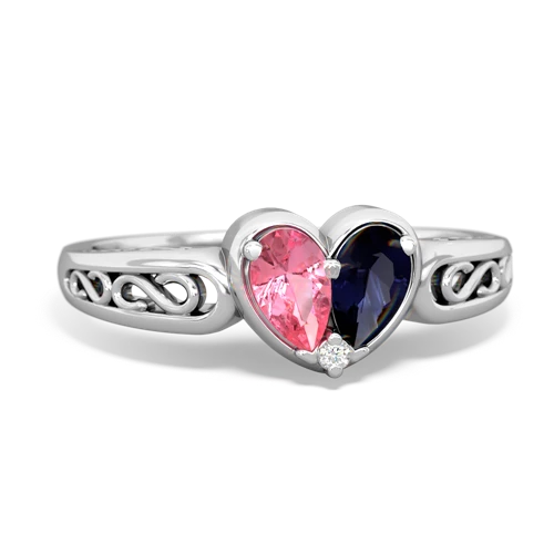 pink sapphire-sapphire filligree ring