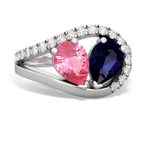 pink sapphire-sapphire pave heart ring