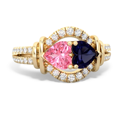 pink sapphire-sapphire pave keepsake ring