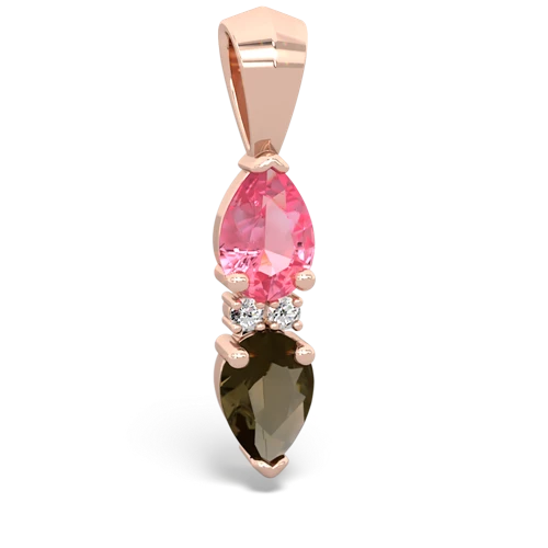 pink sapphire-smoky quartz bowtie pendant