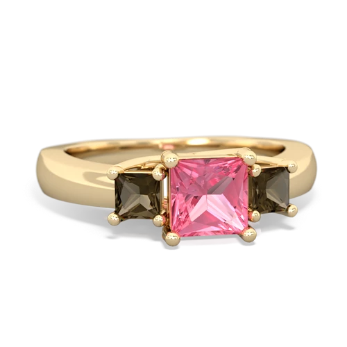 pink sapphire-smoky quartz timeless ring