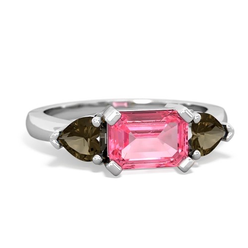 pink sapphire-smoky quartz timeless ring