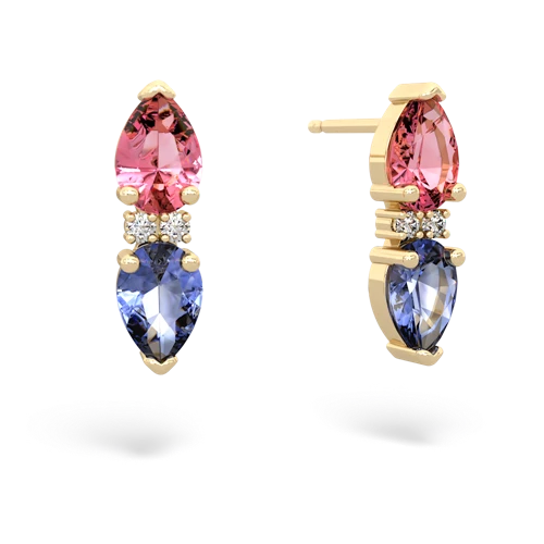 pink sapphire-tanzanite bowtie earrings