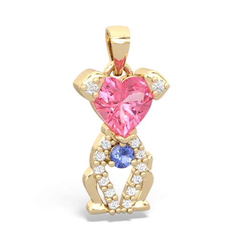 pink sapphire-tanzanite birthstone puppy pendant