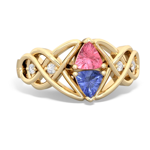 pink sapphire-tanzanite celtic knot ring