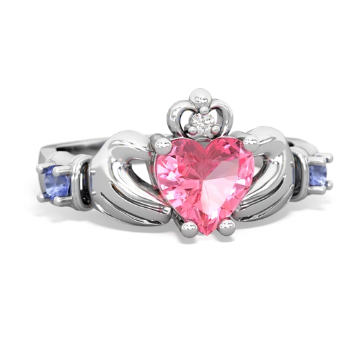 pink sapphire-tanzanite claddagh ring