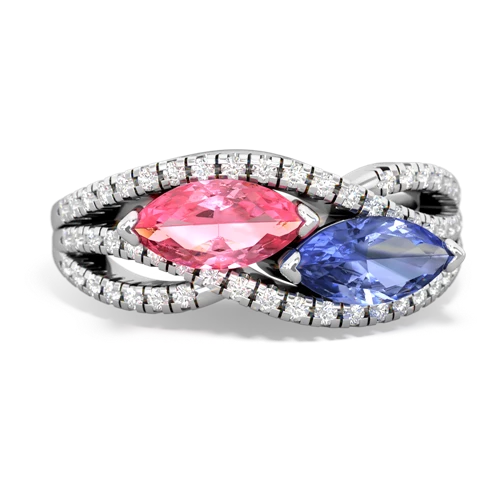 pink sapphire-tanzanite double heart ring