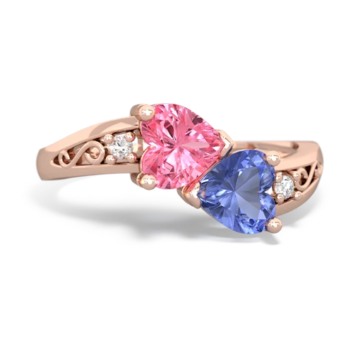 pink sapphire-tanzanite filligree ring