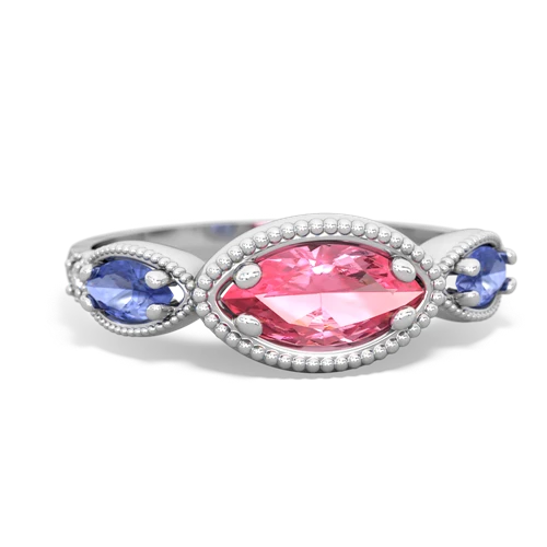 pink sapphire-tanzanite milgrain marquise ring