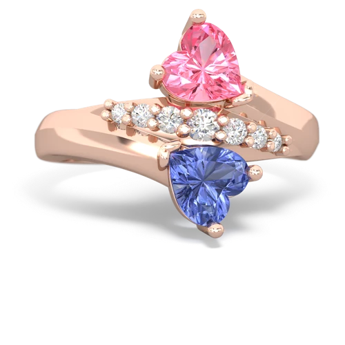 pink sapphire-tanzanite modern ring