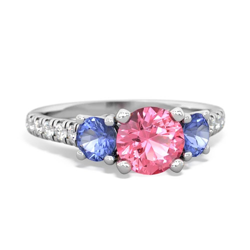 pink sapphire-tanzanite trellis pave ring