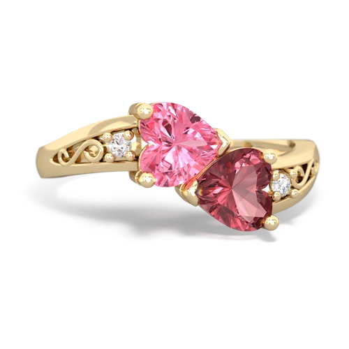 pink sapphire-tourmaline filligree ring