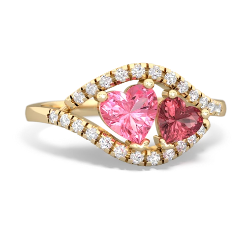 pink sapphire-tourmaline mother child ring