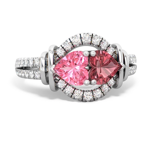 pink sapphire-tourmaline pave keepsake ring