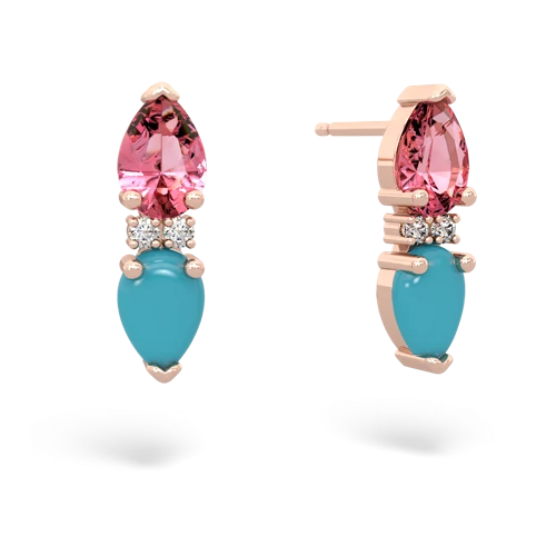 pink sapphire-turquoise bowtie earrings