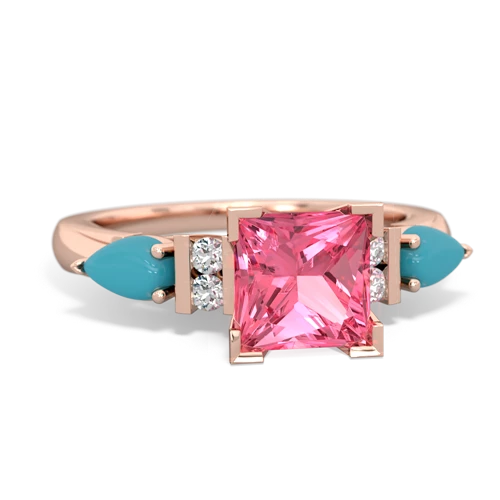 pink sapphire-turquoise engagement ring