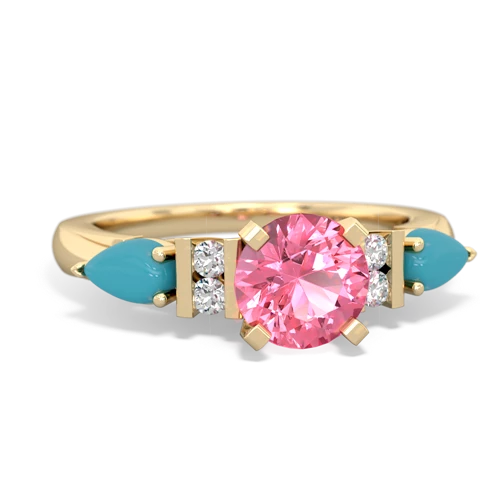 pink sapphire-turquoise engagement ring