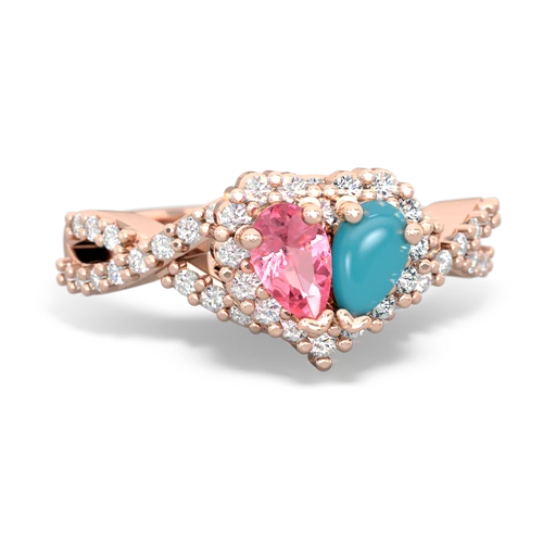 pink sapphire-turquoise engagement ring