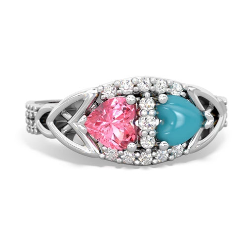 pink sapphire-turquoise keepsake engagement ring