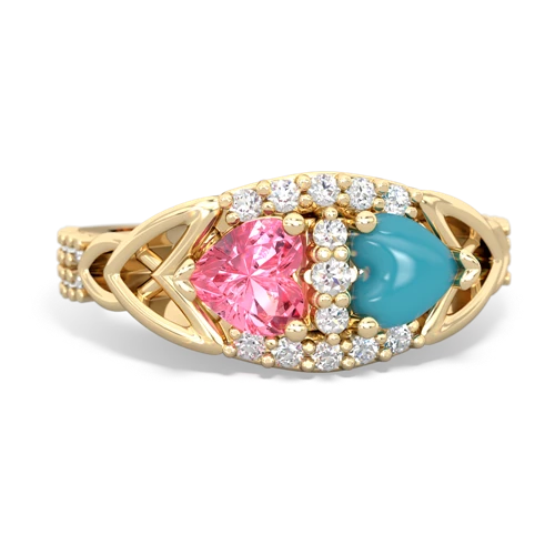 pink sapphire-turquoise keepsake engagement ring