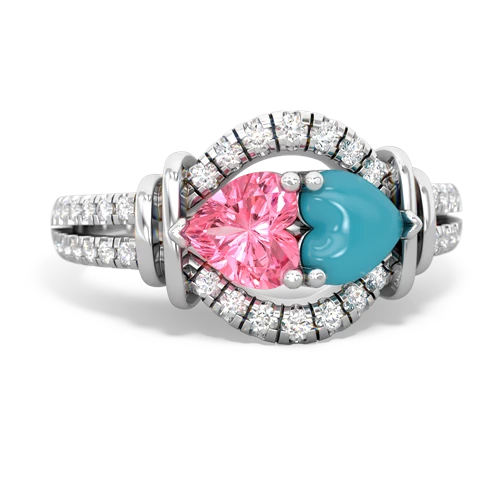 pink sapphire-turquoise pave keepsake ring