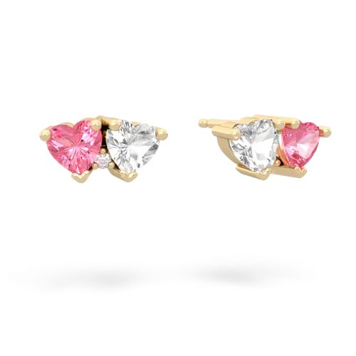 pink sapphire-white topaz  earrings