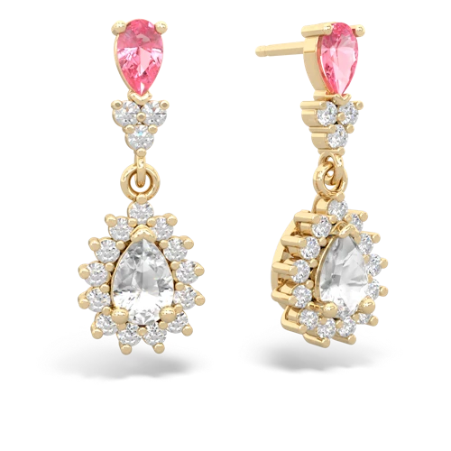 pink sapphire-white topaz dangle earrings