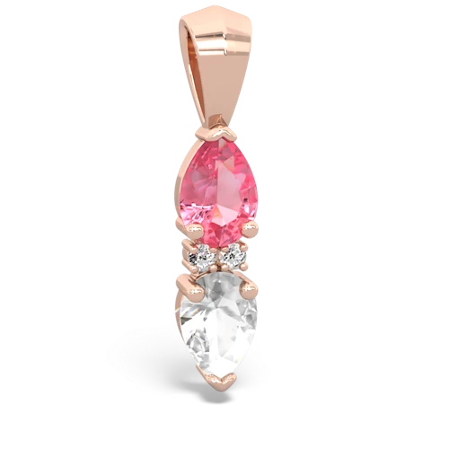 pink sapphire-white topaz bowtie pendant