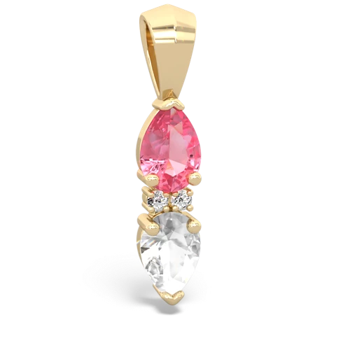 pink sapphire-white topaz bowtie pendant