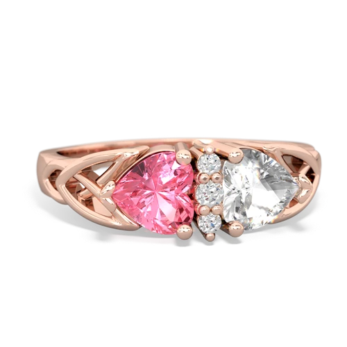 pink sapphire-white topaz celtic ring