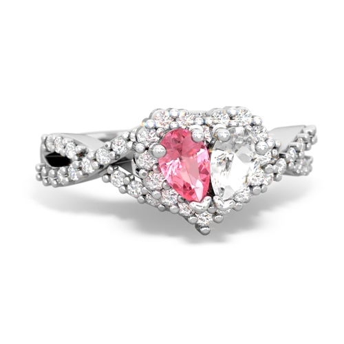 pink sapphire-white topaz engagement ring