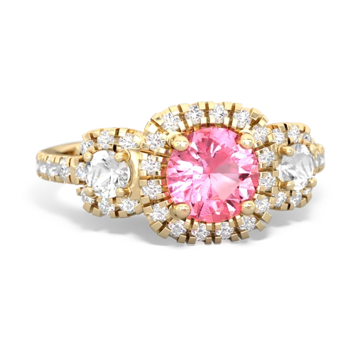 pink sapphire-white topaz three stone regal ring