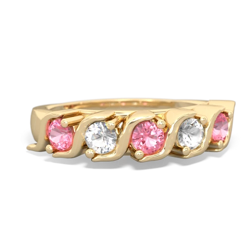 pink sapphire-white topaz timeless ring