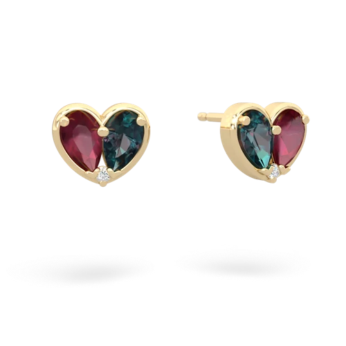 ruby-alexandrite one heart earrings