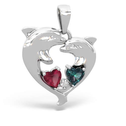 ruby-alexandrite dolphins pendant