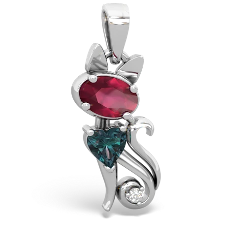 ruby-alexandrite kitten pendant