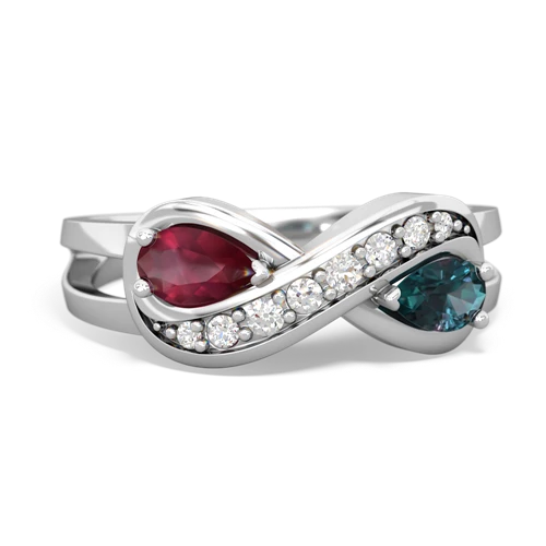 ruby-alexandrite diamond infinity ring