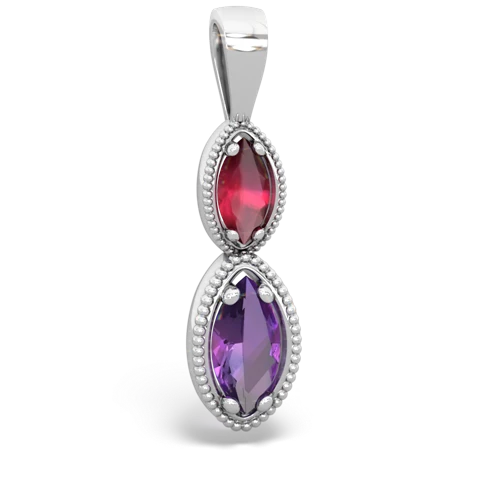 ruby-amethyst antique milgrain pendant