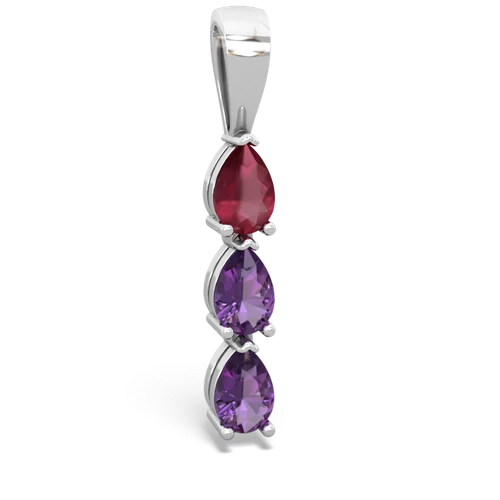 ruby-amethyst three stone pendant