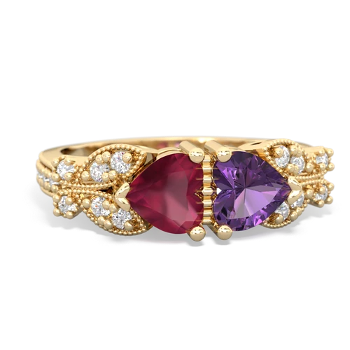 ruby-amethyst keepsake butterfly ring